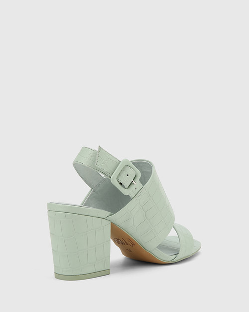 Carr Sage Croc-Embossed Leather Block Heel Sandal & Wittner & Wittner Shoes
