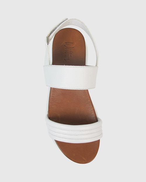 Kenya White Leather Open Toe Flatform Sandal. & Wittner & Wittner Shoes