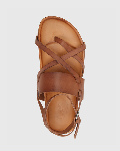 Emmaline Tan Leather Open Toe Platform Sandal. & Wittner & Wittner Shoes