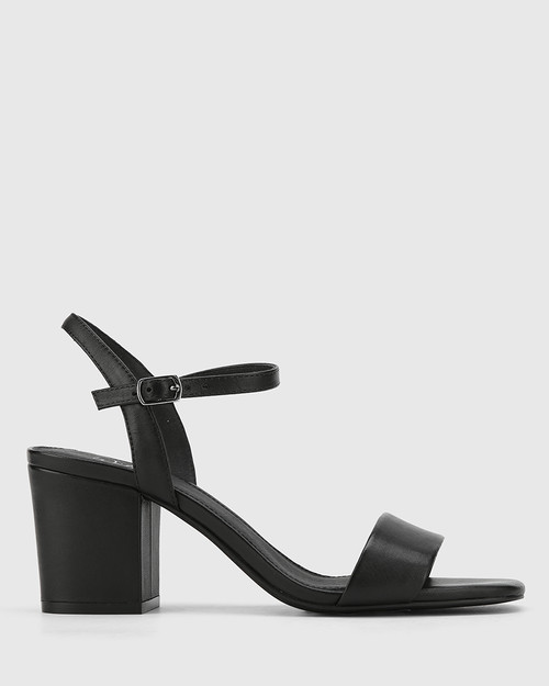 Collin Black Leather Block Heel Ankle 