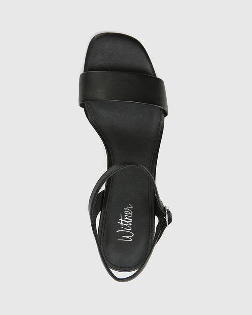 Collin Black Leather Block Heel Ankle 