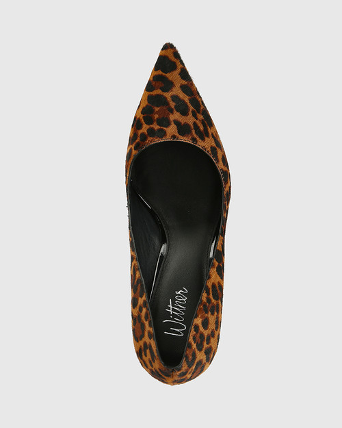 Quendra Leopard Hair-on Leather Pointed Toe Pump & Wittner & Wittner Shoes