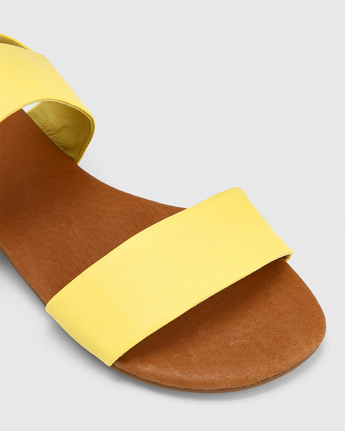 Sistine Sunshine Yellow Leather Flat Sandal. & Wittner & Wittner Shoes