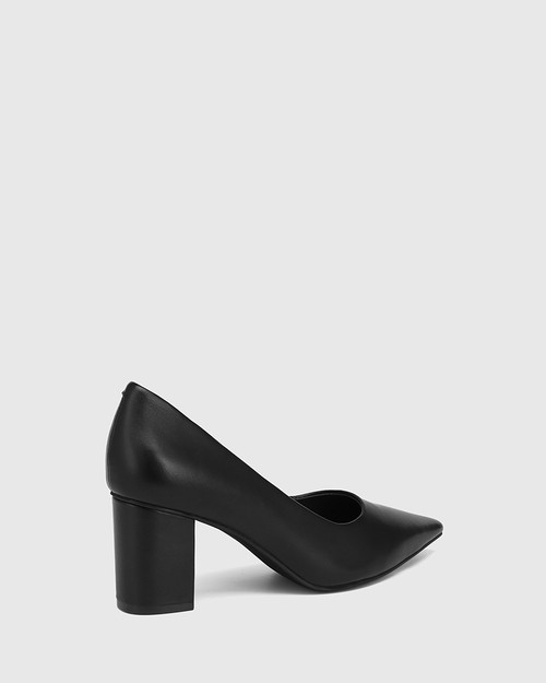 Penrose Black Leather Block Heel Pump & Wittner & Wittner Shoes