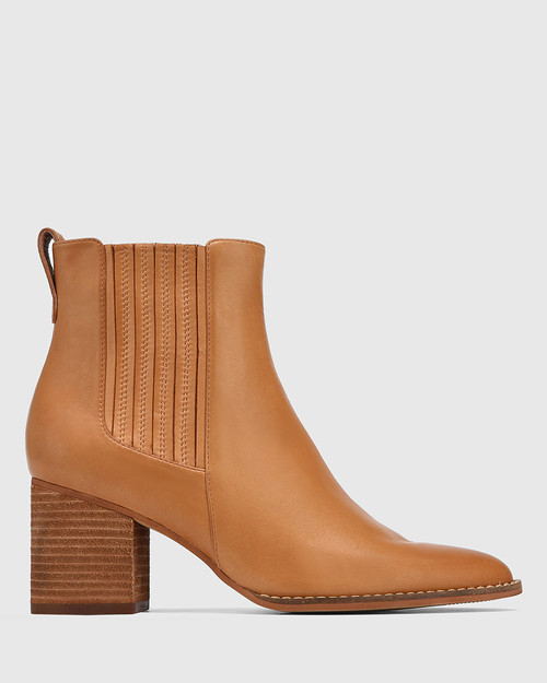 Kole Coconut Leather Block Heel Ankle Boot