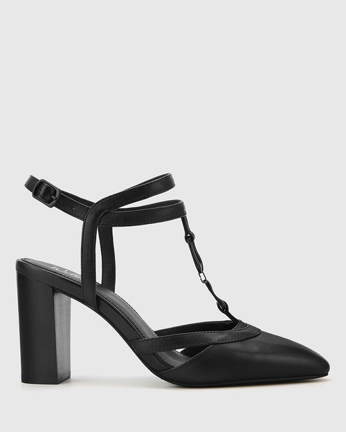 black pump heels with strap