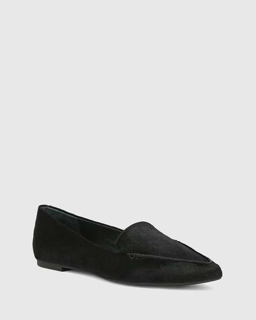 Packhamm Black Hair-on Leather Pointed Toe Loafer & Wittner & Wittner Shoes