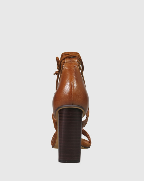 Rolland Cognac Leather & Suede Block Heel Sandal. & Wittner & Wittner Shoes