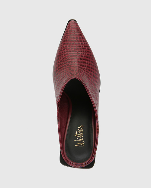 Hoylia Bloodstone Croc-Embossed Leather Mule & Wittner & Wittner Shoes