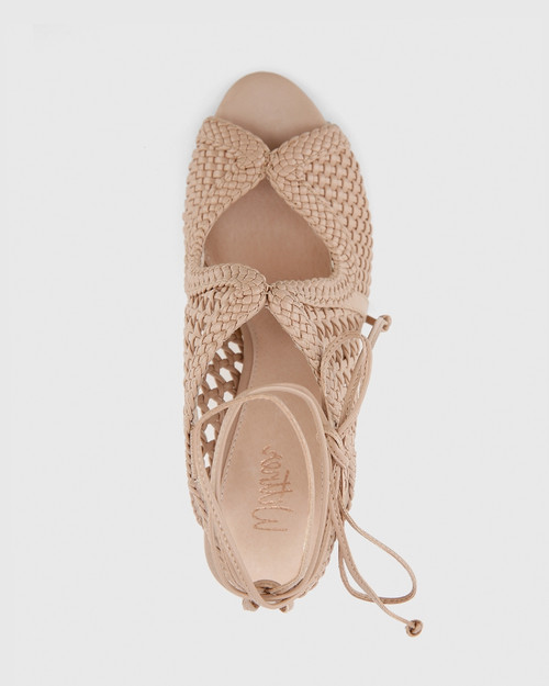 Rosy Nude Weave Block Heel Sandal. & Wittner & Wittner Shoes