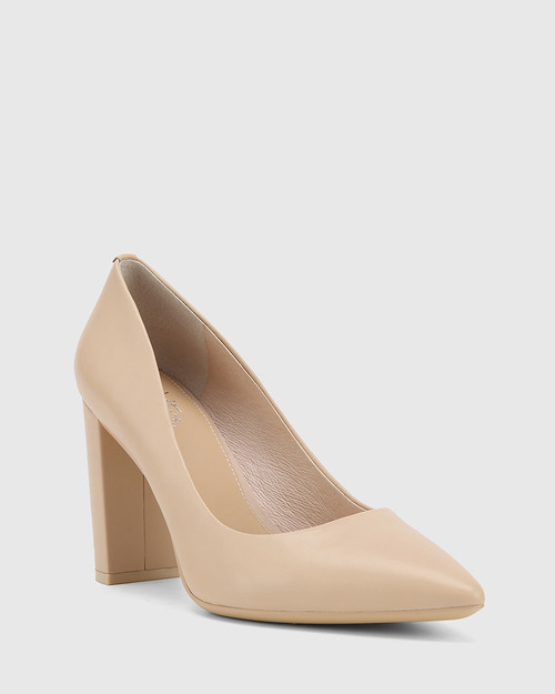 nude block heel pointed toe