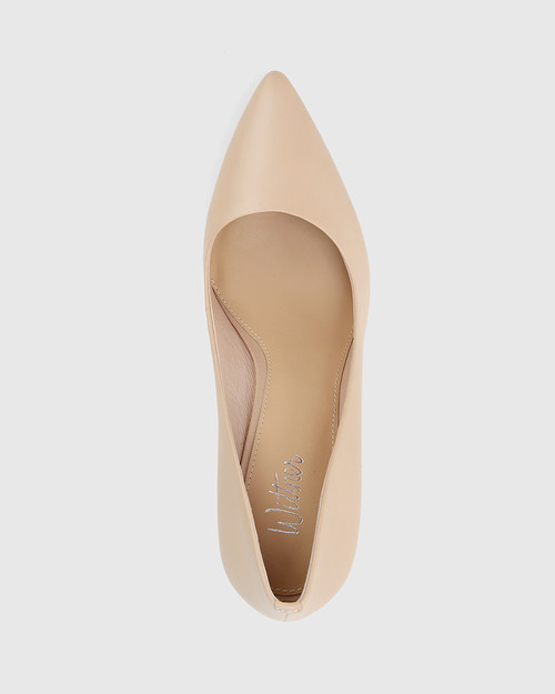 nude block heel pointed toe