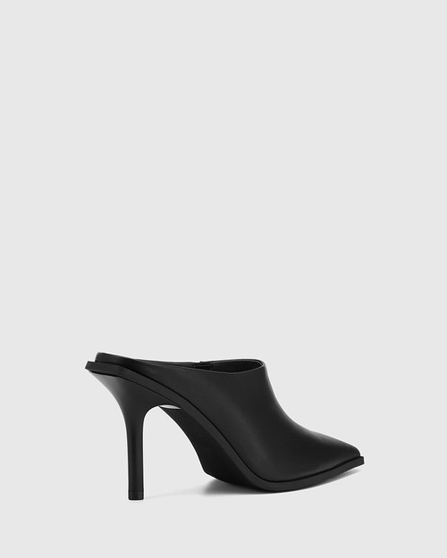 Hoylia Black Leather Mule