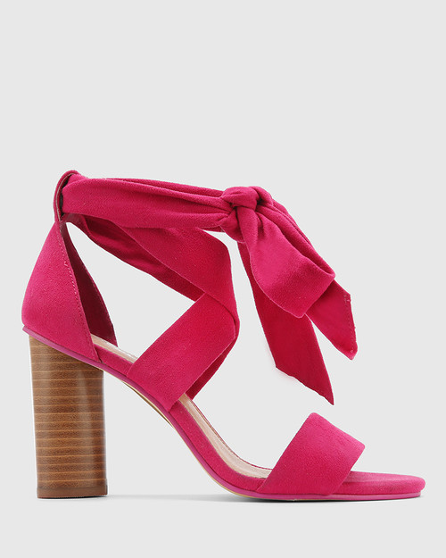 pink block heel ankle boots