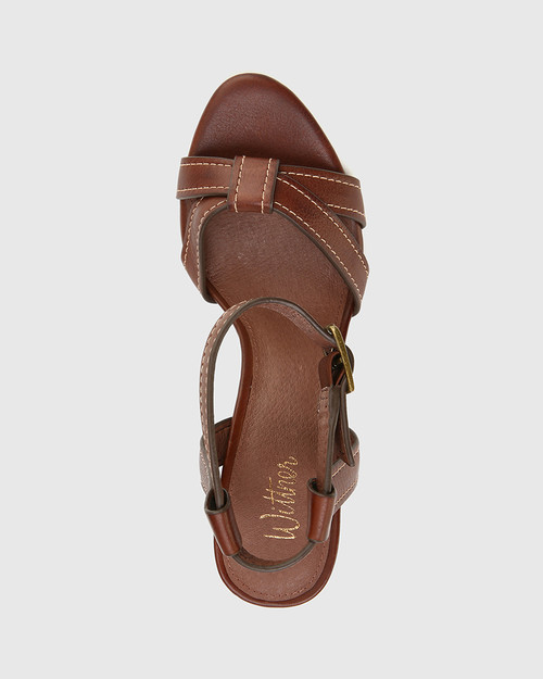 Randall Cedar Leather Block Heel Sandal. & Wittner & Wittner Shoes