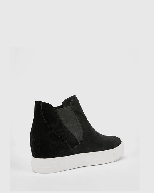 leather slip on wedge sneakers