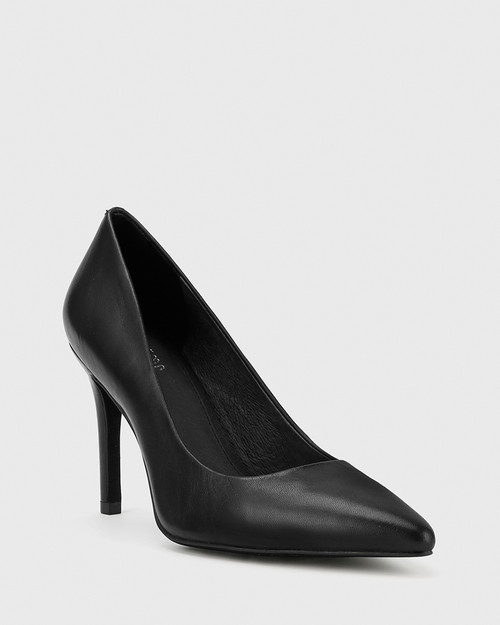 Harman Black Leather Pointed Toe Stiletto Heel.