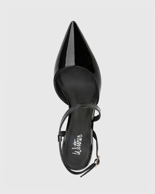 Grammy Black Patent Leather Pointed Toe Block Heel. & Wittner & Wittner Shoes