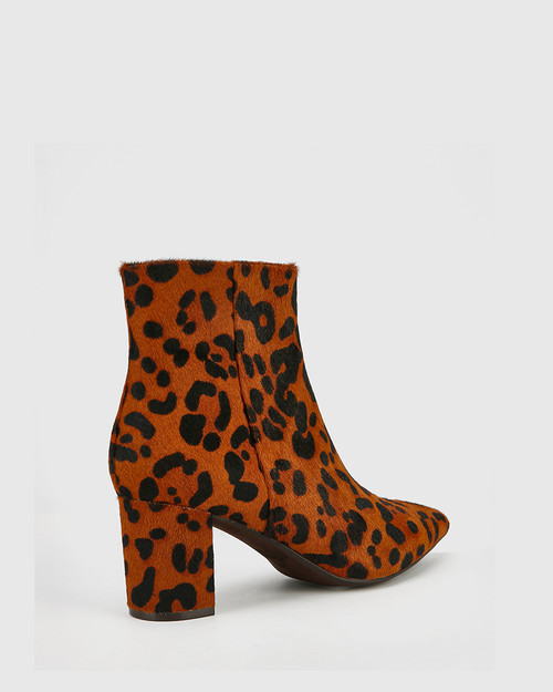 Leather Block Heel Ankle Boot