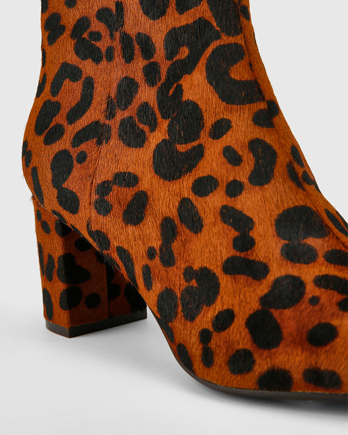 Leather Block Heel Ankle Boot