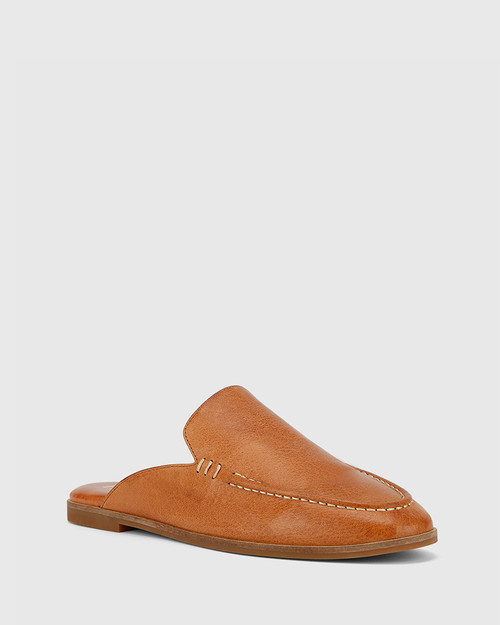 Anzel Coconut Leather Almond Toe Flat Mule. & Wittner & Wittner Shoes