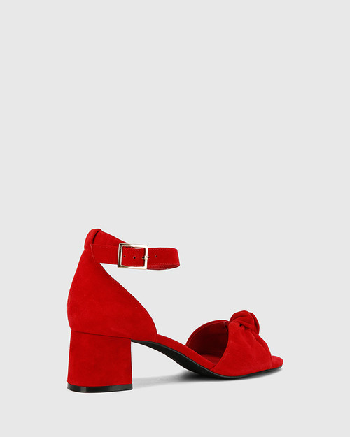 Isadore Red Suede Block Heel Sandal. & Wittner & Wittner Shoes