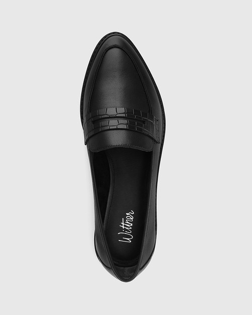Espresso Black Leather Flat Loafer  & Wittner & Wittner Shoes