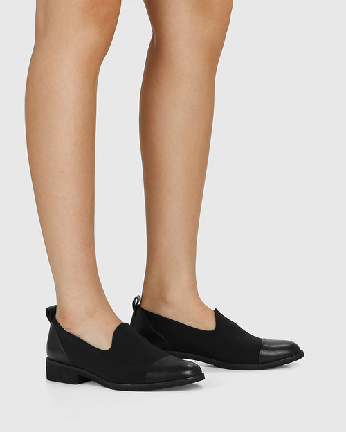 Jadya Black Leather and Neoprene Loafer. & Wittner & Wittner Shoes