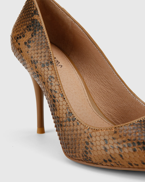 Hughes Camel Snake Print Leather 
