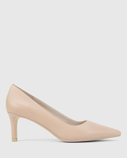 Delores Nude Leather Pointed Toe Kitten Heel. & Wittner & Wittner Shoes