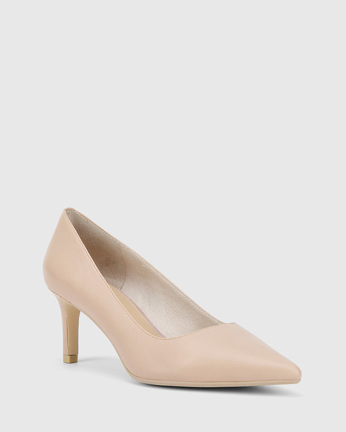 Delores Nude Leather Pointed Toe Kitten Heel. & Wittner & Wittner Shoes