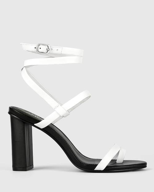 Regeena White Leather Block Heel Sandal. & Wittner & Wittner Shoes