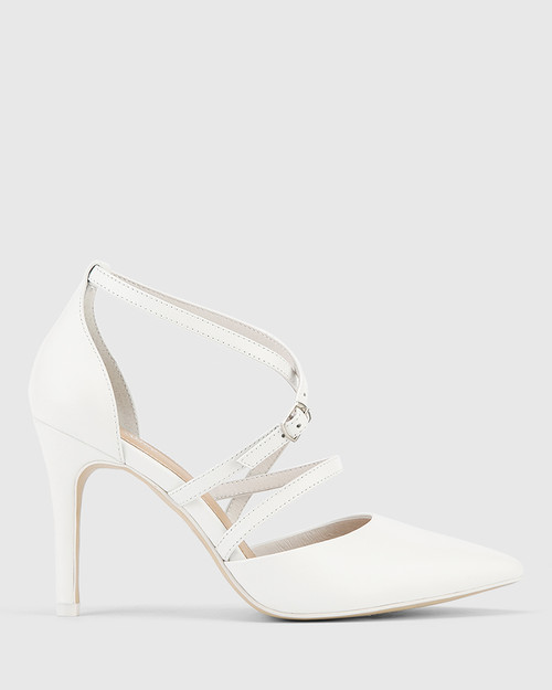 Hanisha White Leather Point Toe Stiletto Heel. & Wittner & Wittner Shoes