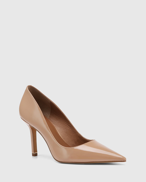 Quendra Sunkissed Tan Patent Leather Pointed Toe Pump 
