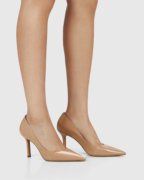 Tan pointed sales toe pumps