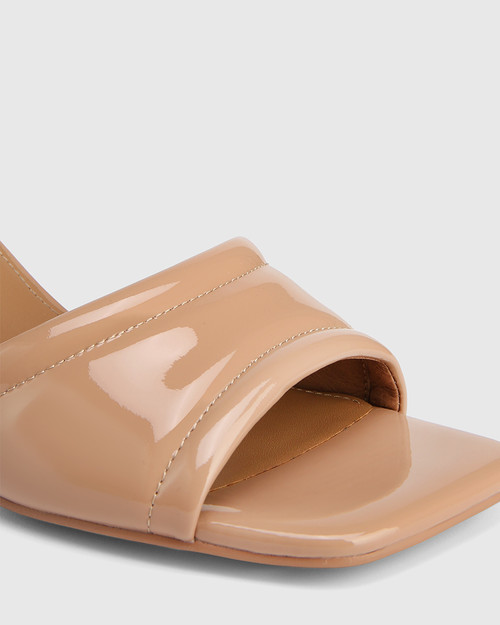 Krauss Sunkissed Tan Patent Leather Angular Heel Sandal & Wittner & Wittner Shoes