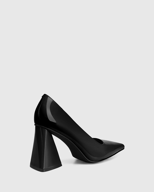 Humility Black Patent Leather Angular Heel Pump & Wittner & Wittner Shoes