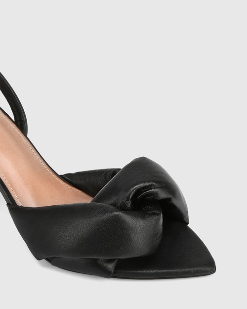 Visser Black Leather Round Sculptured Heel Sandal & Wittner & Wittner Shoes
