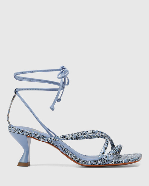 Vela Paisley Blue Leather Strappy Sandal