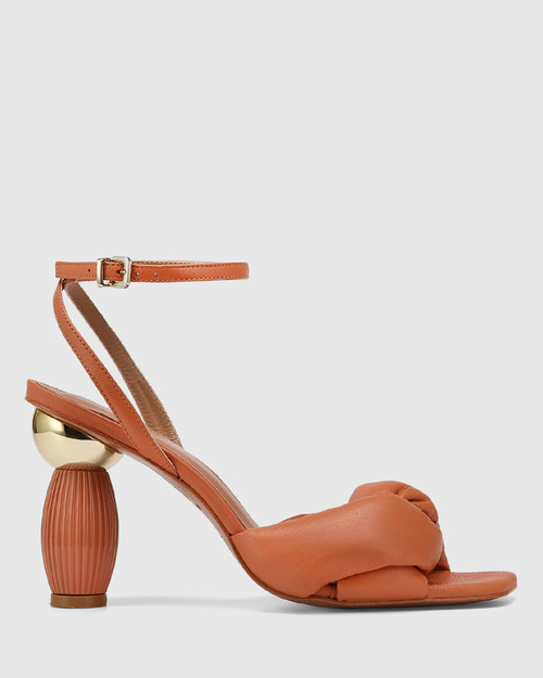 Valko Terracotta Leather Sculptured Heel Sandal & Wittner & Wittner Shoes