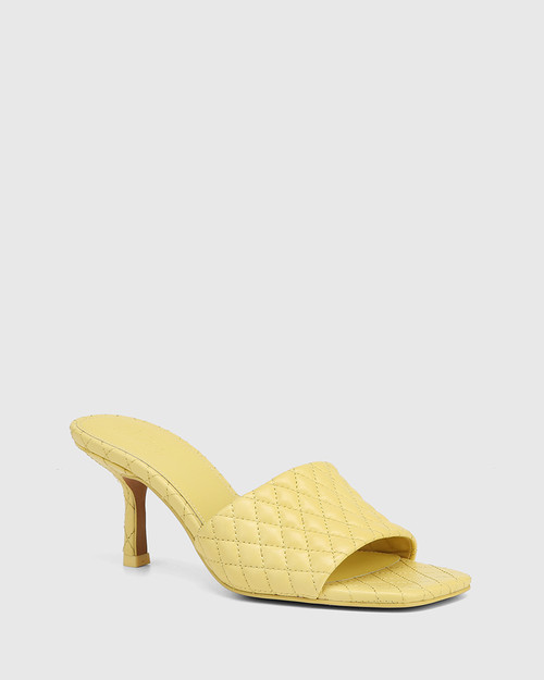 Cloud Yellow Quilted Leather Stiletto Heel Slide & Wittner & Wittner Shoes