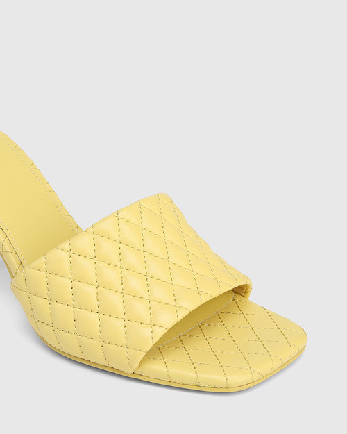Cloud Yellow Quilted Leather Stiletto Heel Slide & Wittner & Wittner Shoes