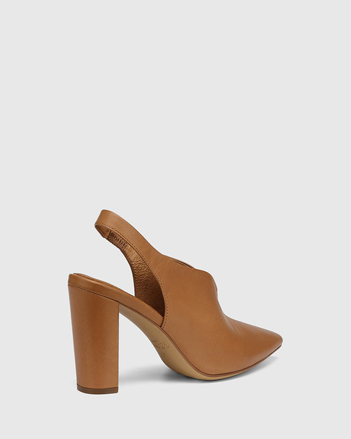 Hunton Golden Tan Leather Block Heel 