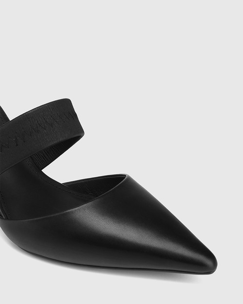 Pettie Black Leather Stiletto Heel Mule & Wittner & Wittner Shoes