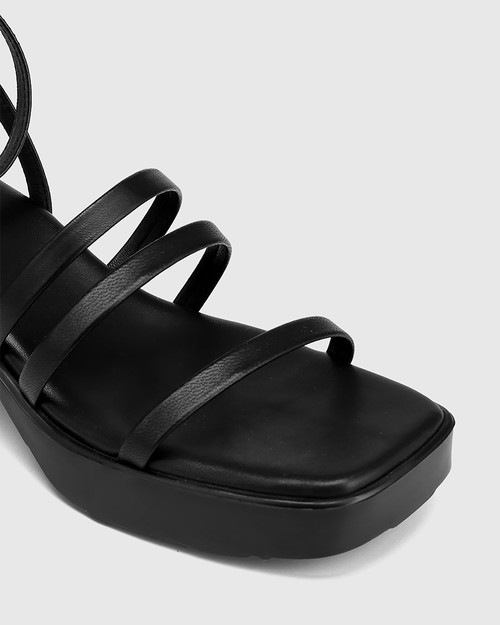 Kathryn Black Leather Strappy Sandal