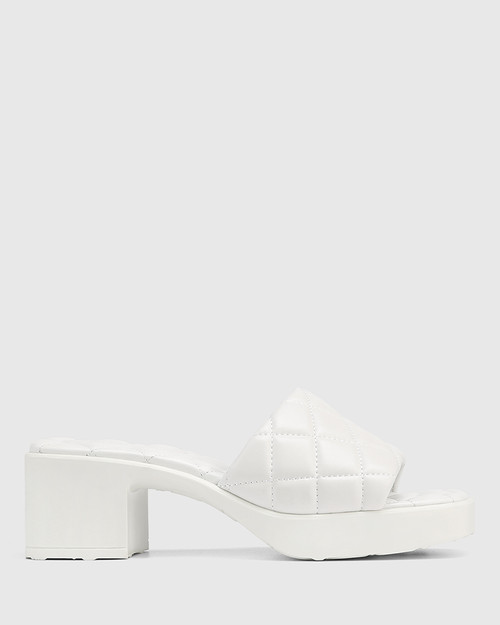 Kiyomi White Quilted Leather Heeled Slide & Wittner & Wittner Shoes