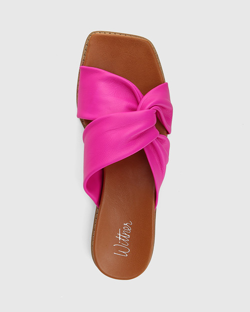 Lotto Siren Pink Leather Square Toe Slide & Wittner & Wittner Shoes