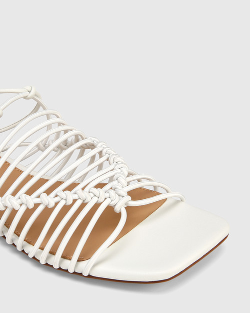 Armey White Leather Strappy Flat Sandal & Wittner & Wittner Shoes