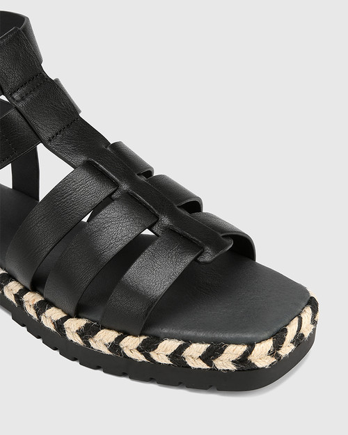Dory Black Leather Strappy Sandal & Wittner & Wittner Shoes