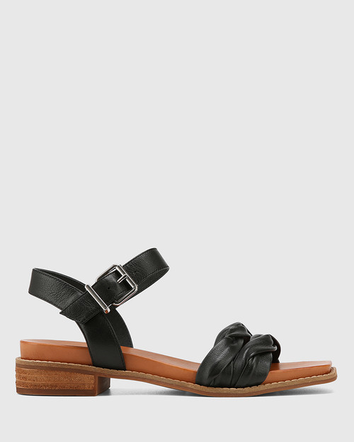 Lismore Black Leather Twisted Strap Sandal & Wittner & Wittner Shoes